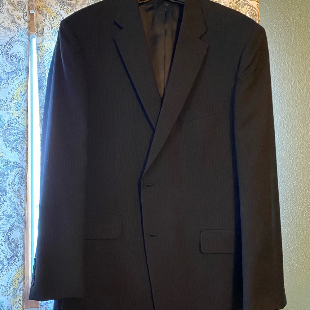 Three piece Men’s blue pink stripe suit
